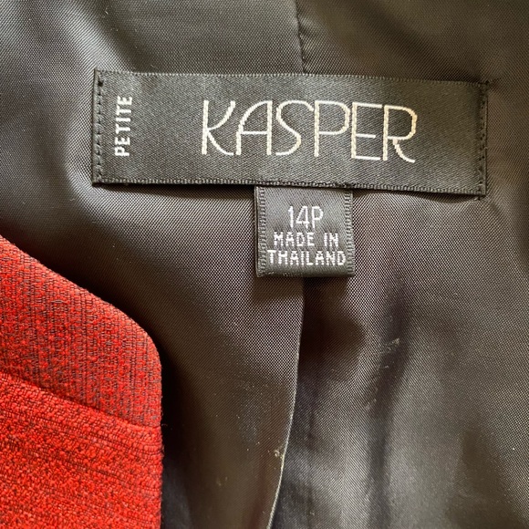 Kasper!!! Vintage 3pc Red and Black Pantsuit. SZ 14 Petite - Picture 6 of 14